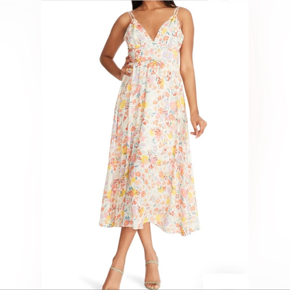 BB Dakota by Steve Madden Floral Midi dress Size M CUTE Summer Dress!